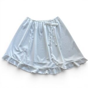 Greathe XL White Ruffle Hem Bow Elastic Waist Flowy Dancer Balletcore Wrap Skirt